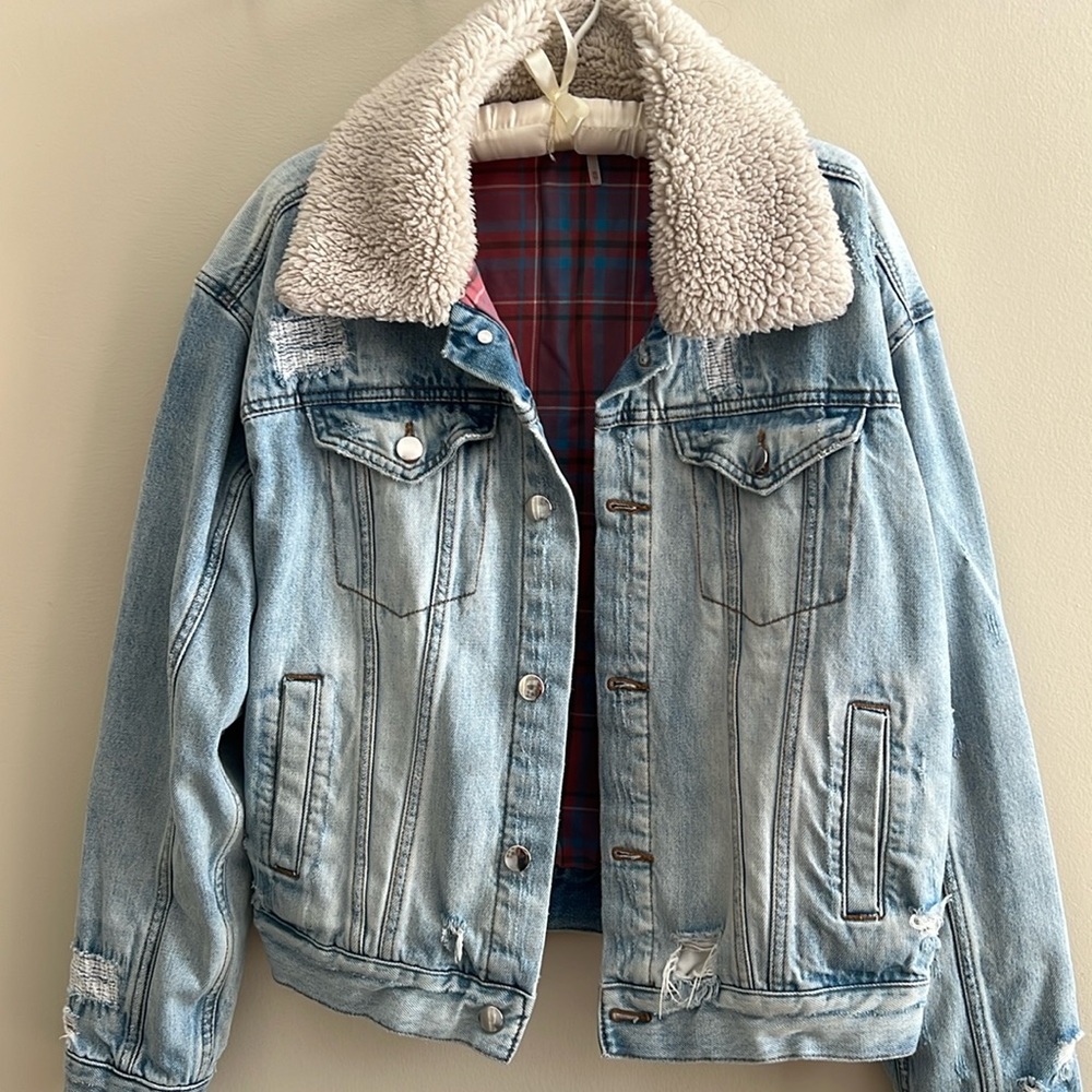 Free People ripped lined jeans jackets XS